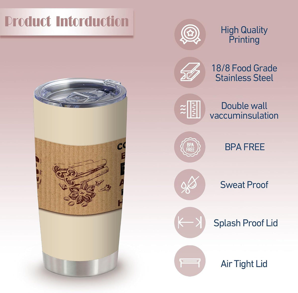 20oz Funny Coffee Quote Insulated Stainless Steel Tumbler with Lid | Double Wall Insulated Mug, Coffee Cup Design, Gift for Coffee Lovers Boss Coworkers Friends, Fits Birthday Office Holiday