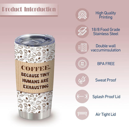 20oz Funny Coffee Quote Insulated Stainless Steel Tumbler with Lid | Double Wall Insulated Mug, Coffee Cup Design, Gift for Coffee Lovers Boss Coworkers Friends, Fits Birthday Office Holiday