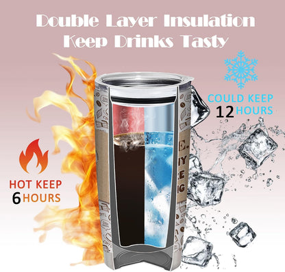 20oz Funny Coffee Quote Insulated Stainless Steel Tumbler with Lid | Double Wall Insulated Mug, Coffee Cup Design, Gift for Coffee Lovers Boss Coworkers Friends, Fits Birthday Office Holiday