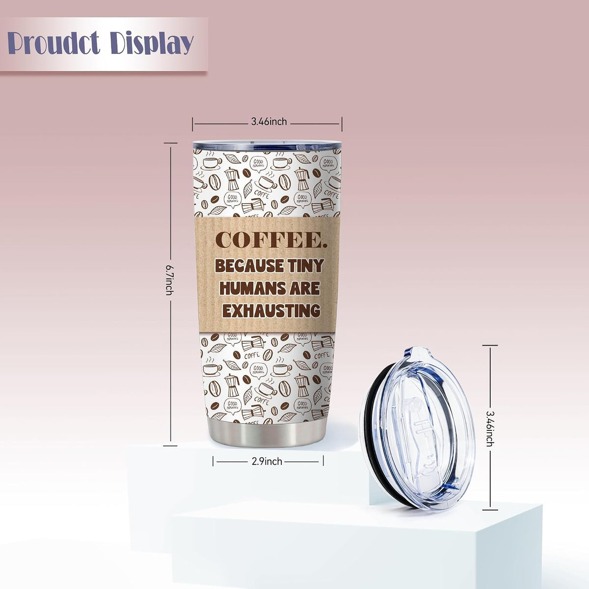 20oz Funny Coffee Quote Insulated Stainless Steel Tumbler with Lid | Double Wall Insulated Mug, Coffee Cup Design, Gift for Coffee Lovers Boss Coworkers Friends, Fits Birthday Office Holiday