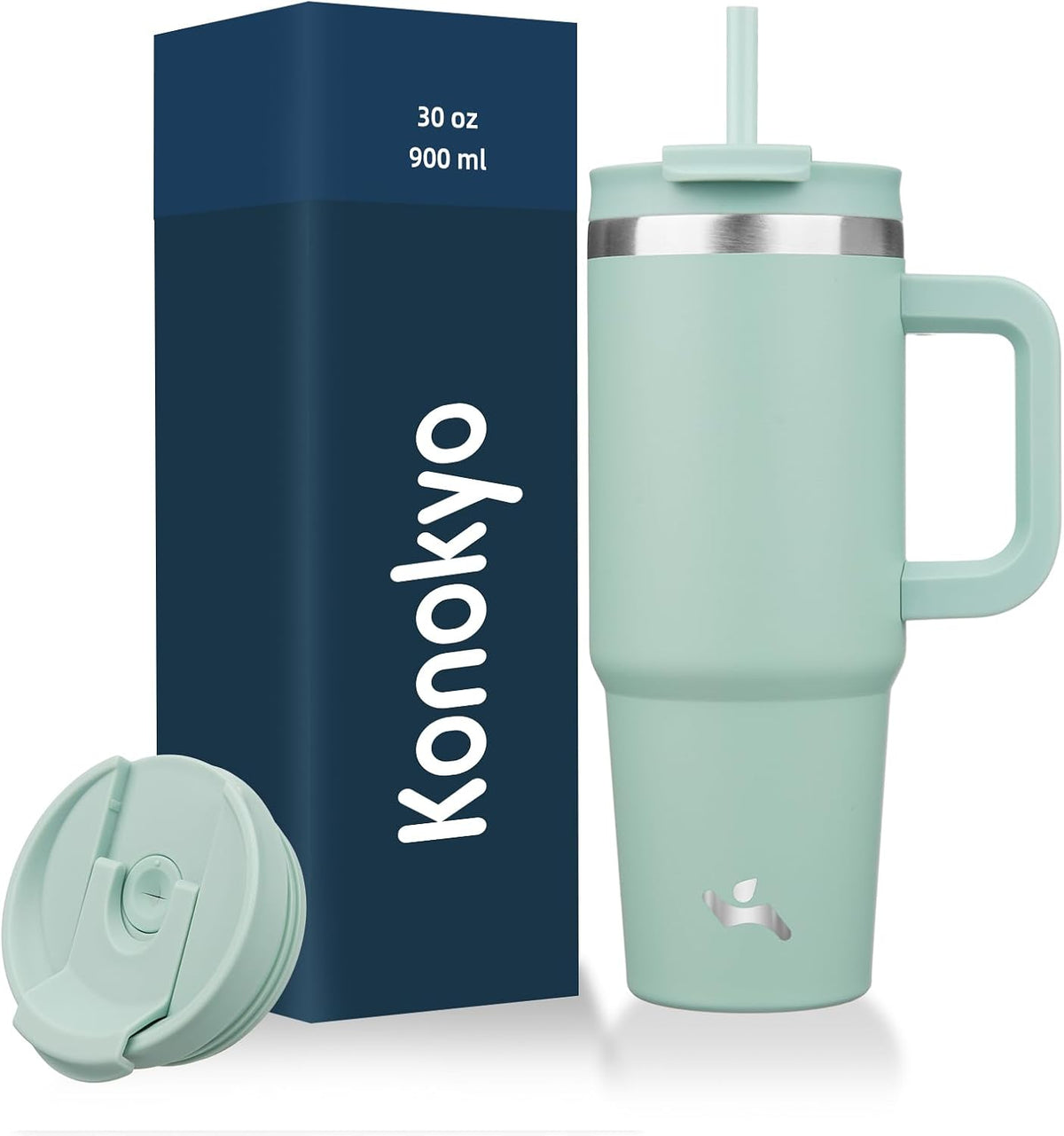 30 oz Insulated Tumbler Water Bottle with Handle, Straw Lid