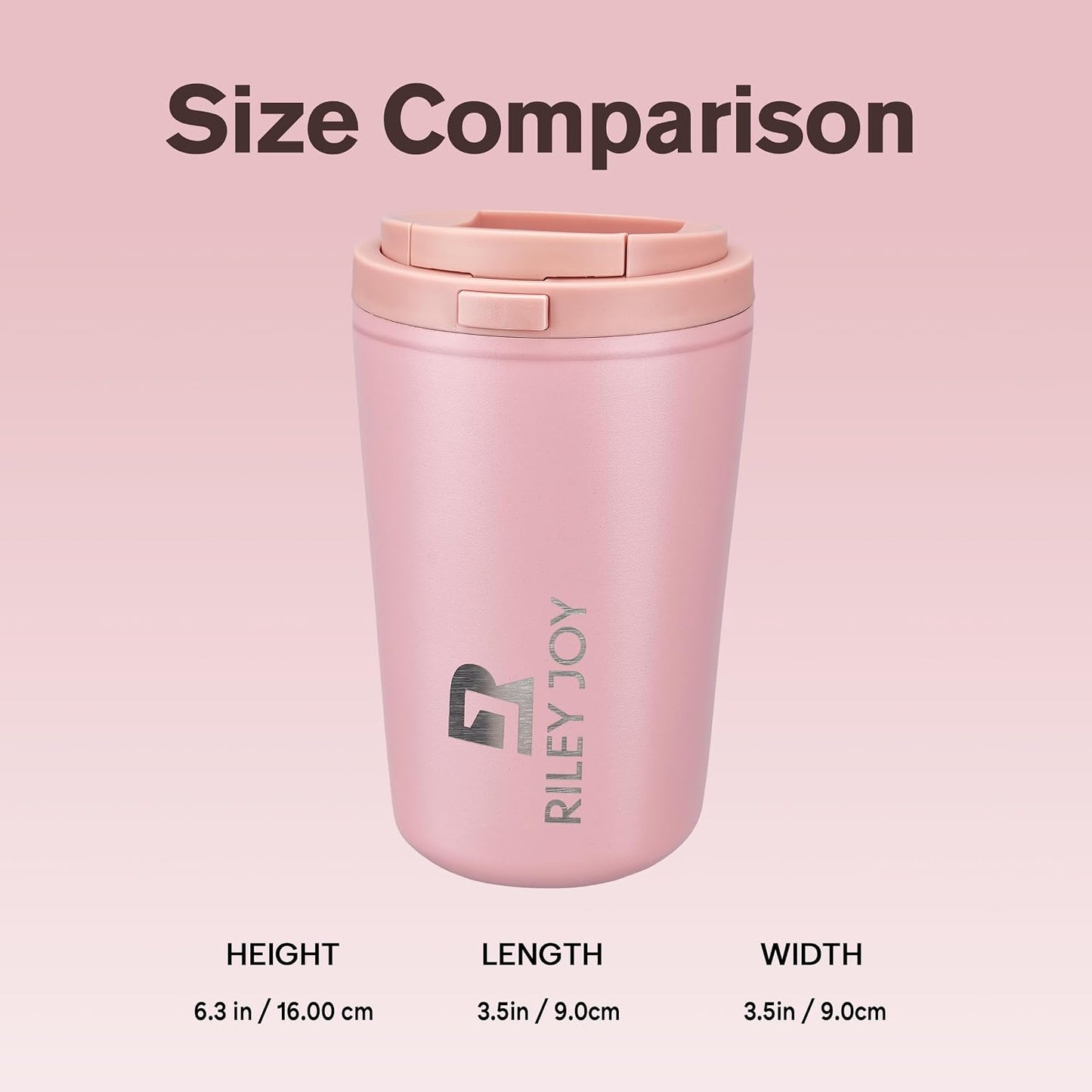 13oz Insulated Travel Coffee Mug, Hot & Iced Coffee Cups with Lids, Pink | 100% Leak Proof, Stainless Steel Vacuum Insulated, Cup holder Friendly, One-Touch Open, To Go, Reusable, Coffee Tumbler