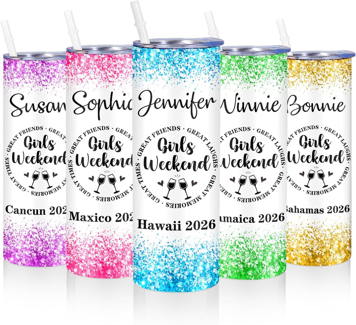 Girl Trip Gifts for Women, Personalized Girls Trip Tumblers with Name Text