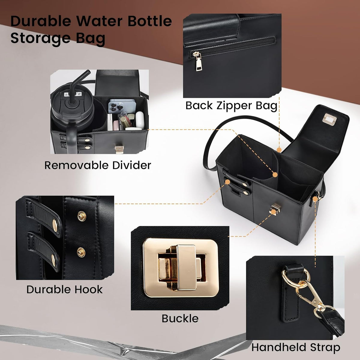 Water Bottle Purse Crossbody Bag Compatible with Stanley 30oz 40oz Tumbler