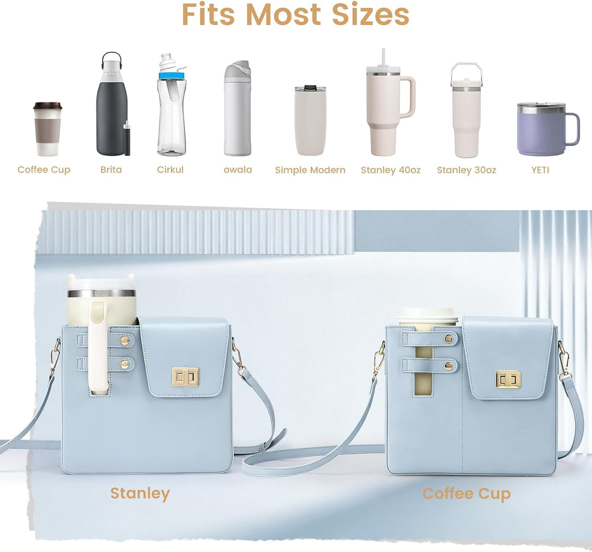 Water Bottle Purse Crossbody Bag Compatible with Stanley 30oz 40oz Tumbler