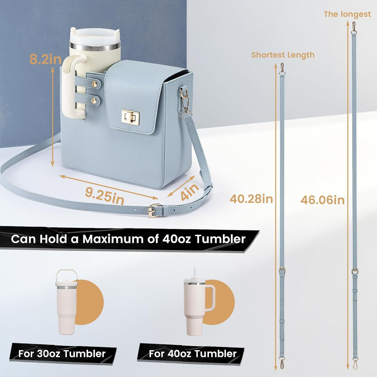 Water Bottle Purse Crossbody Bag Compatible with Stanley 30oz 40oz Tumbler