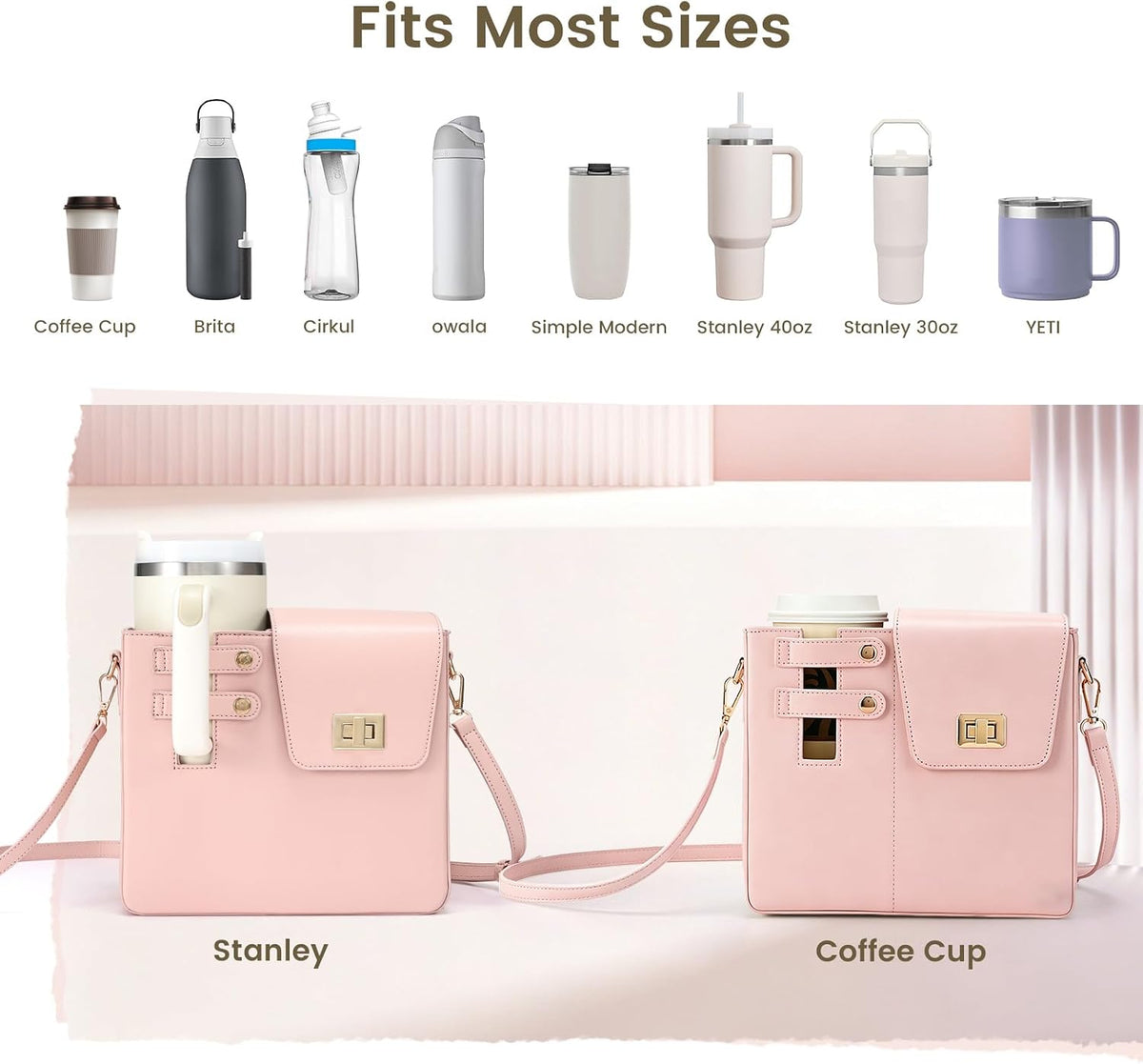 Water Bottle Purse Crossbody Bag Compatible with Stanley 30oz 40oz Tumbler