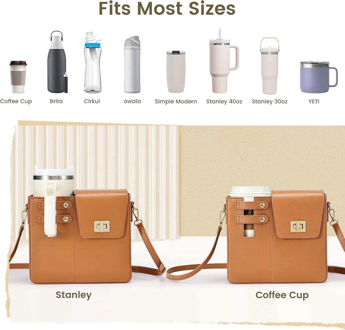 Water Bottle Purse Crossbody Bag Compatible with Stanley 30oz 40oz Tumbler