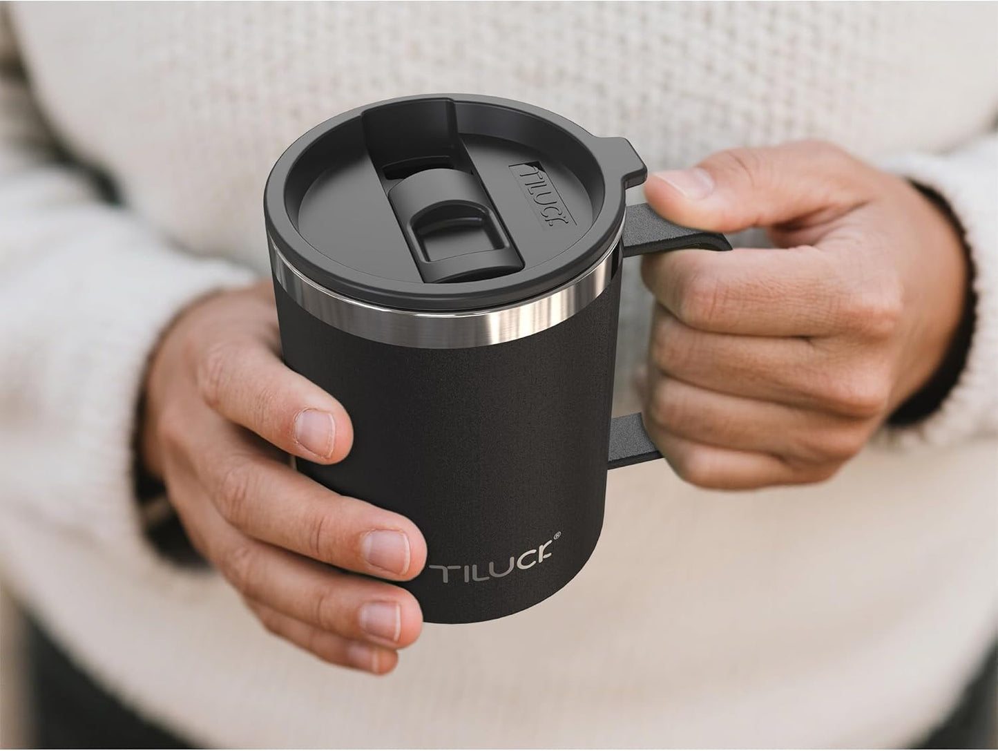 TILUCK 20 oz Insulated Coffee Tumbler with BPA-Free Lid | Travel Coffee Mug, Dishwasher Safe, Cup Holder Friendly, Double-Wall Vacuum Insulation for Hot & Cold Drinks,Matte MistyGray
