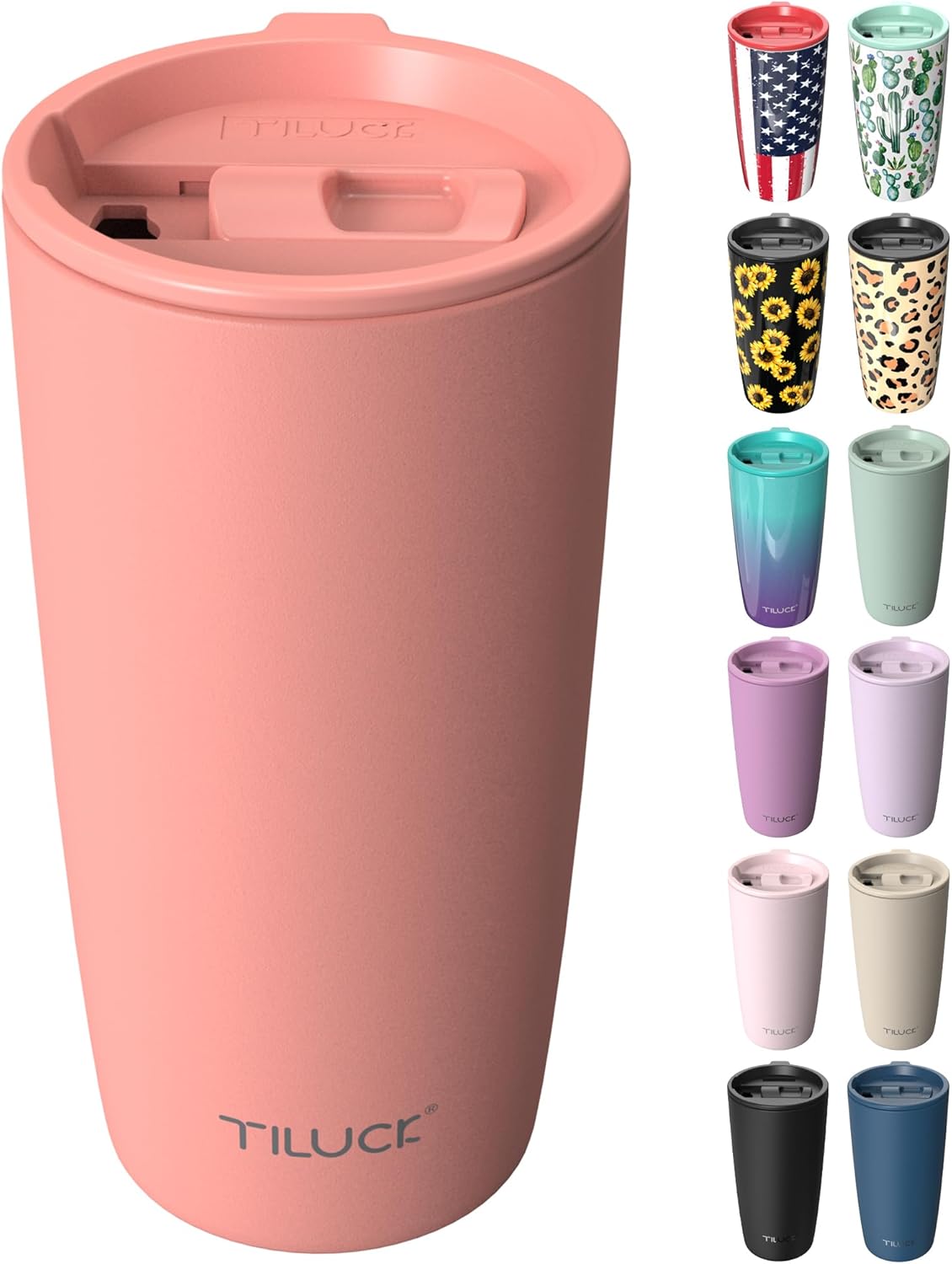 TILUCK 20 oz Insulated Coffee Tumbler with BPA-Free Lid | Travel Coffee Mug, Dishwasher Safe, Cup Holder Friendly, Double-Wall Vacuum Insulation for Hot & Cold Drinks,Matte MistyGray