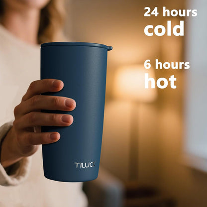 TILUCK 20 oz Insulated Coffee Tumbler with BPA-Free Lid | Travel Coffee Mug, Dishwasher Safe, Cup Holder Friendly, Double-Wall Vacuum Insulation for Hot & Cold Drinks,Matte MistyGray