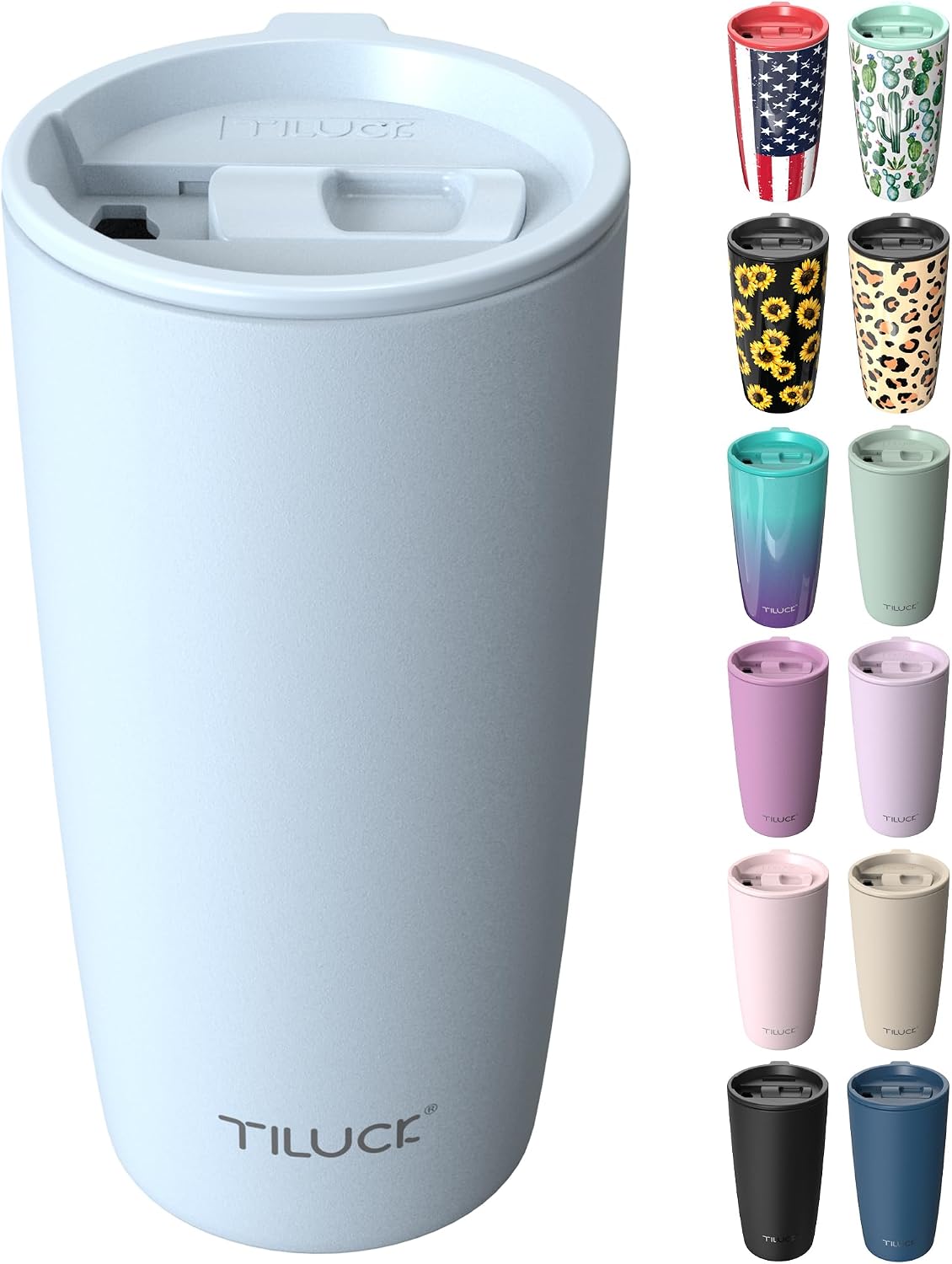 TILUCK 20 oz Insulated Coffee Tumbler with BPA-Free Lid | Travel Coffee Mug, Dishwasher Safe, Cup Holder Friendly, Double-Wall Vacuum Insulation for Hot & Cold Drinks,Matte MistyGray