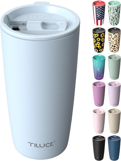 TILUCK 20 oz Insulated Coffee Tumbler with BPA-Free Lid | Travel Coffee Mug, Dishwasher Safe, Cup Holder Friendly, Double-Wall Vacuum Insulation for Hot & Cold Drinks,Matte MistyGray