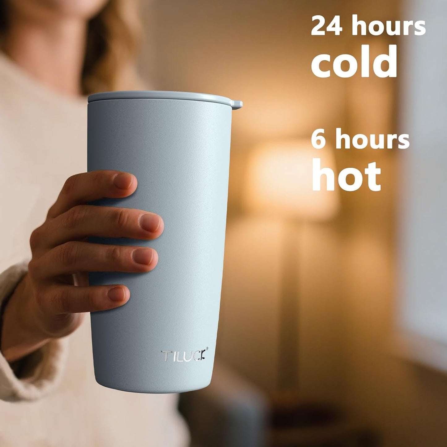 TILUCK 20 oz Insulated Coffee Tumbler with BPA-Free Lid | Travel Coffee Mug, Dishwasher Safe, Cup Holder Friendly, Double-Wall Vacuum Insulation for Hot & Cold Drinks,Matte MistyGray
