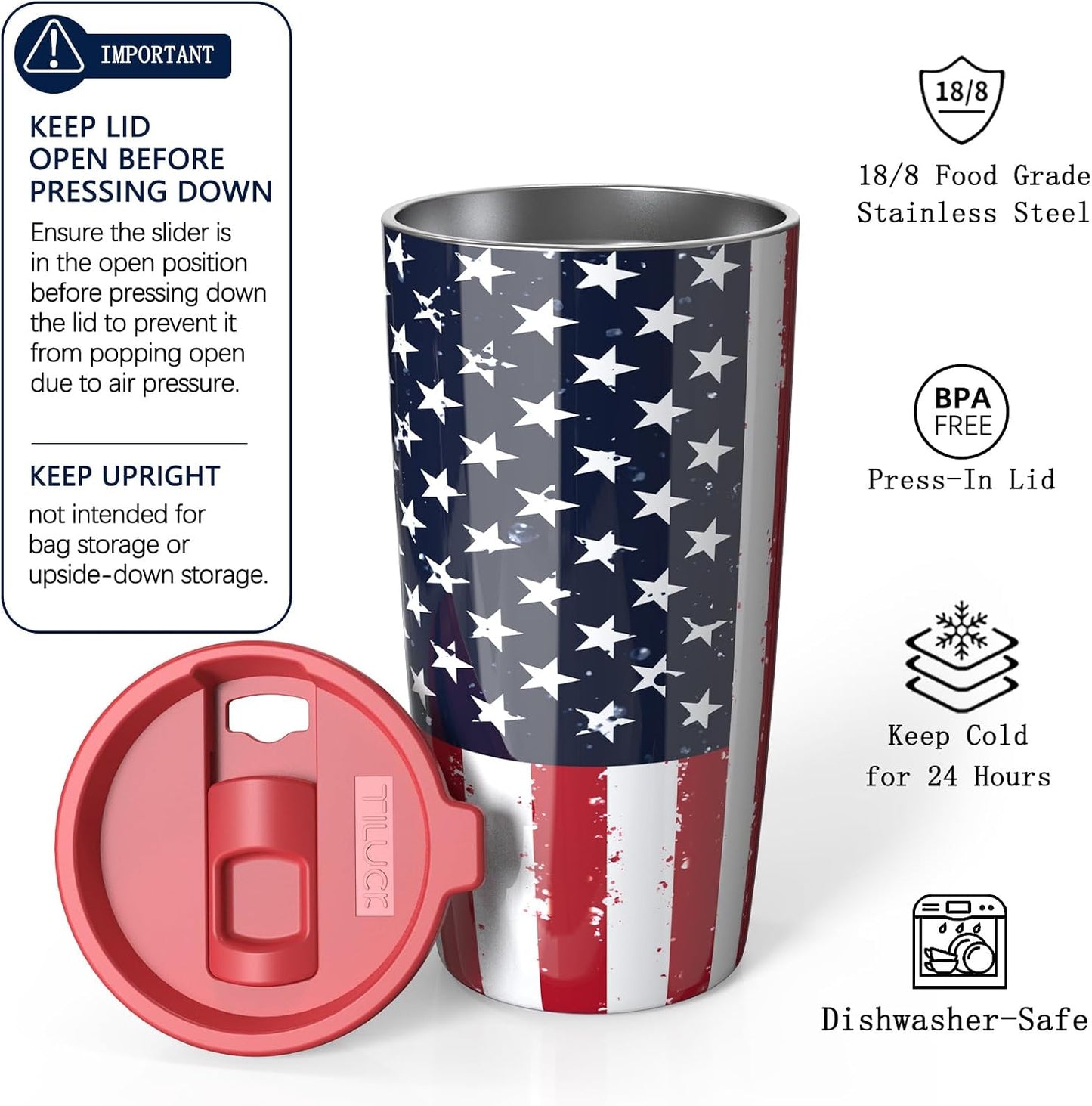 TILUCK 20 oz Insulated Coffee Tumbler with BPA-Free Lid | Travel Coffee Mug, Dishwasher Safe, Cup Holder Friendly, Double-Wall Vacuum Insulation for Hot & Cold Drinks,Matte MistyGray