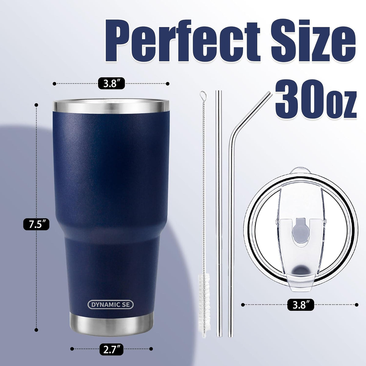 D·S 30oz Blue Tumbler Double Wall Vacuum Insulated Travel Coffee Mug