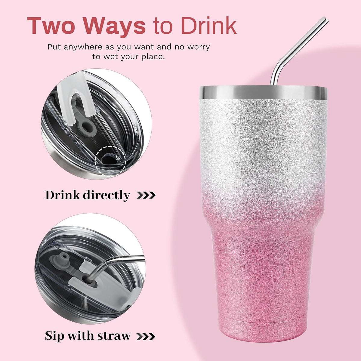 D·S 30oz Blue Tumbler Double Wall Vacuum Insulated Travel Coffee Mug