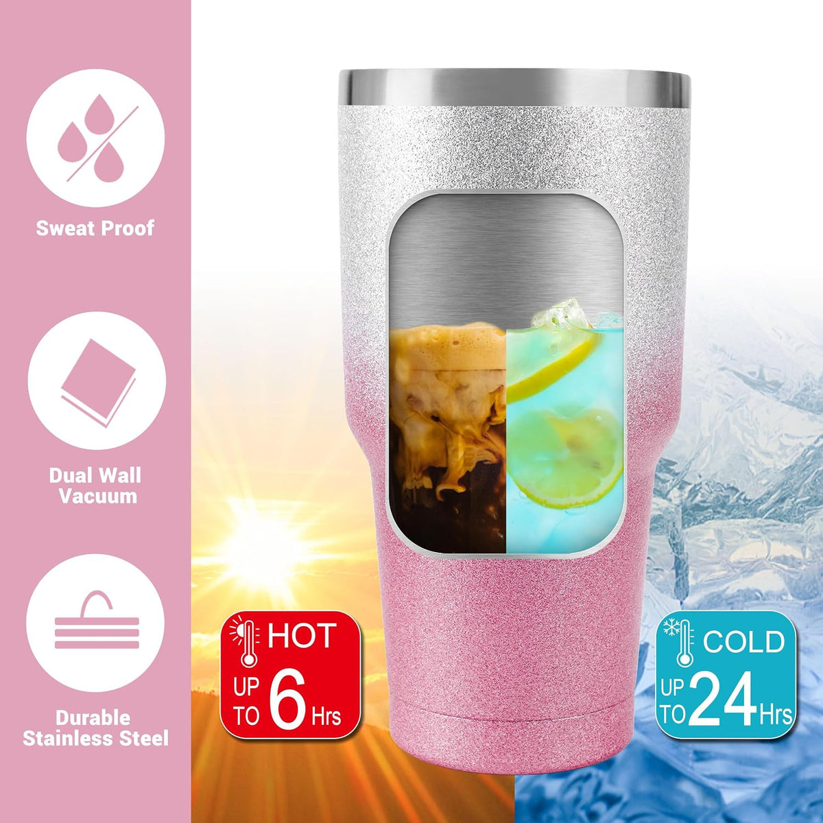 D·S 30oz Blue Tumbler Double Wall Vacuum Insulated Travel Coffee Mug