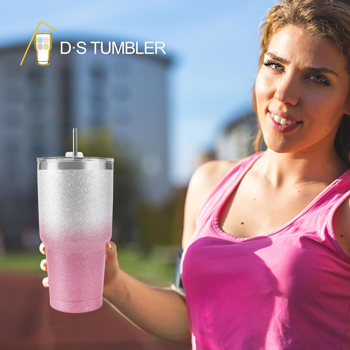 D·S 30oz Blue Tumbler Double Wall Vacuum Insulated Travel Coffee Mug