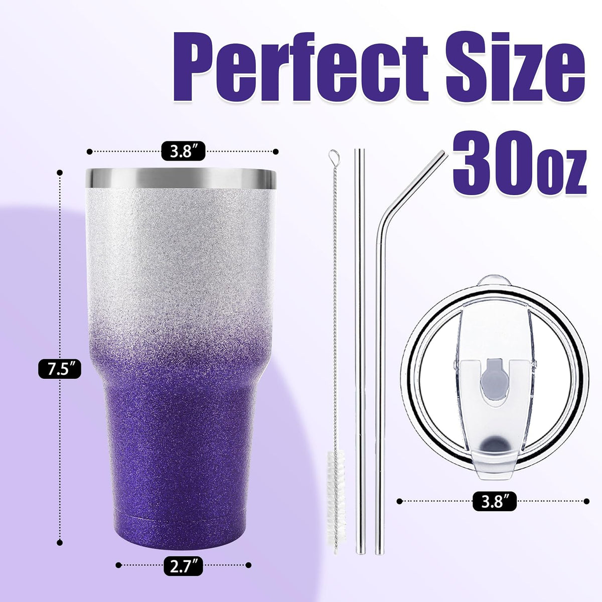 D·S 30oz Blue Tumbler Double Wall Vacuum Insulated Travel Coffee Mug