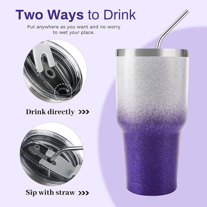 D·S 30oz Blue Tumbler Double Wall Vacuum Insulated Travel Coffee Mug