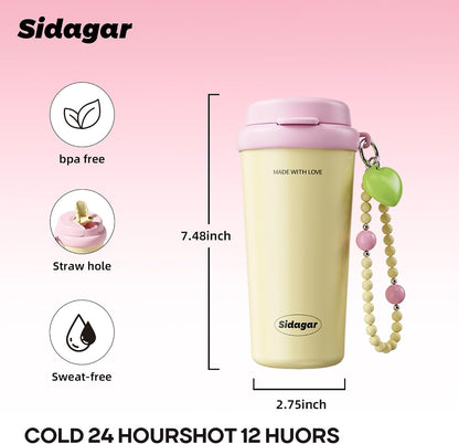16 oz Travel Coffee Mug Spill Proof Leak Proof, Stainless Steel Thermal Coffee Cup with Lid, Resuable Ceramic Lined Tumbler for Office, Commute, Yoga Drinks Flask for Women - Berry Black