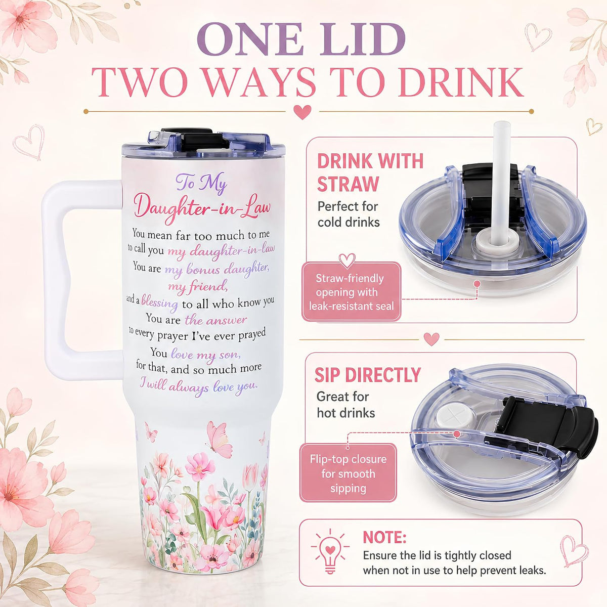 Gifts for Wife from Husband - 40oz Insulated Stainless Steel Tumbler - Wife Mother Day, Anniversary Birthday Romantic Gift for Her, Wifey Present Ideas, Wife Giftss From Husband