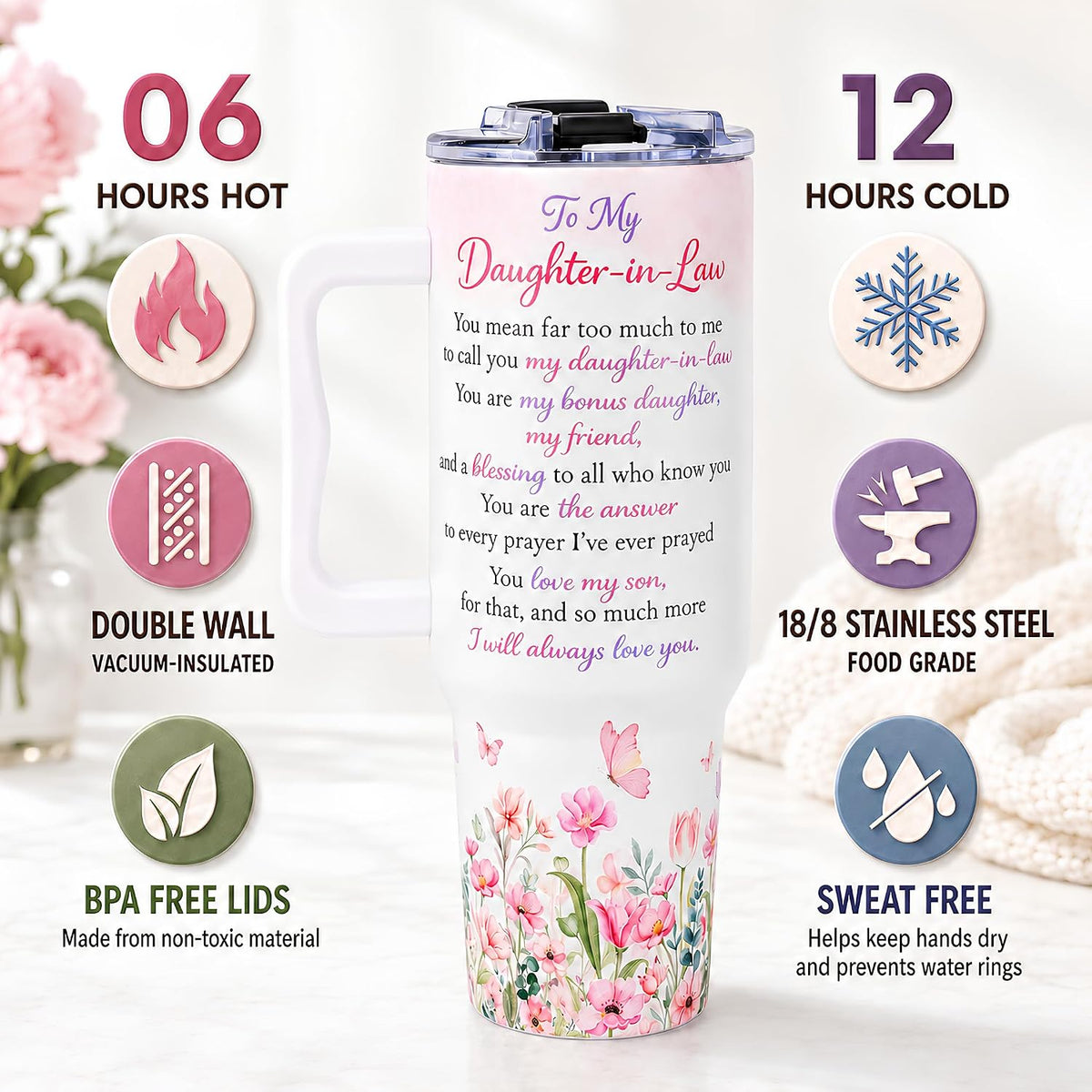 Gifts for Wife from Husband - 40oz Insulated Stainless Steel Tumbler - Wife Mother Day, Anniversary Birthday Romantic Gift for Her, Wifey Present Ideas, Wife Giftss From Husband