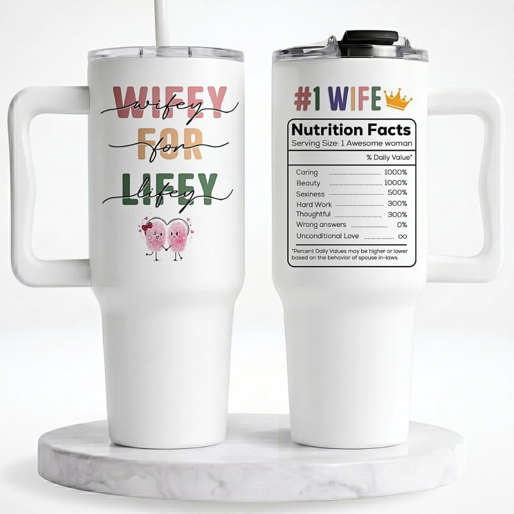 Gifts for Wife from Husband - 40oz Insulated Stainless Steel Tumbler - Wife Mother Day, Anniversary Birthday Romantic Gift for Her, Wifey Present Ideas, Wife Giftss From Husband