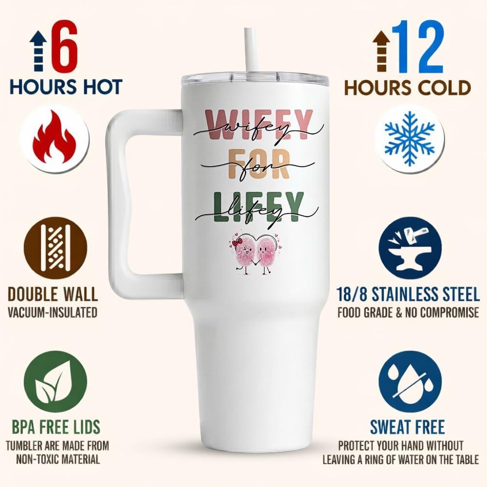 Gifts for Wife from Husband - 40oz Insulated Stainless Steel Tumbler - Wife Mother Day, Anniversary Birthday Romantic Gift for Her, Wifey Present Ideas, Wife Giftss From Husband