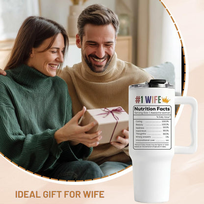 Gifts for Wife from Husband - 40oz Insulated Stainless Steel Tumbler - Wife Mother Day, Anniversary Birthday Romantic Gift for Her, Wifey Present Ideas, Wife Giftss From Husband