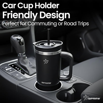 40oz Tumbler with Handle and Straw Insulated Stainless Steel Travel Mug Vacuum Double Wall Coffee Cup Leak Resistant Lid BPA-Free Cup Holder Friendly for Hot & Cold Drinks, Pink