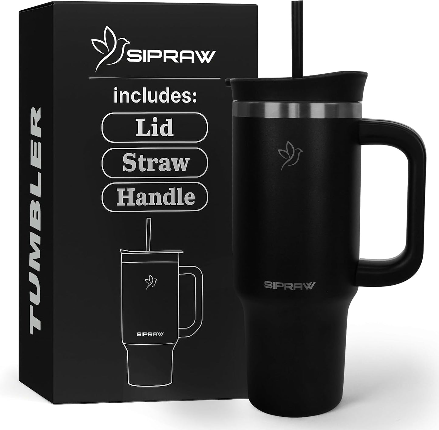 40oz Tumbler with Handle and Straw Insulated Stainless Steel Travel Mug Vacuum Double Wall Coffee Cup Leak Resistant Lid BPA-Free Cup Holder Friendly for Hot & Cold Drinks, Pink