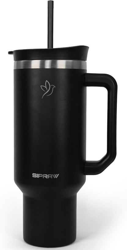 40oz Tumbler with Handle and Straw Insulated Stainless Steel Travel Mug Vacuum Double Wall Coffee Cup Leak Resistant Lid BPA-Free Cup Holder Friendly for Hot & Cold Drinks, Pink