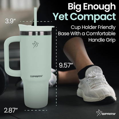 40oz Tumbler with Handle and Straw Insulated Stainless Steel Travel Mug Vacuum Double Wall Coffee Cup Leak Resistant Lid BPA-Free Cup Holder Friendly for Hot & Cold Drinks, Pink