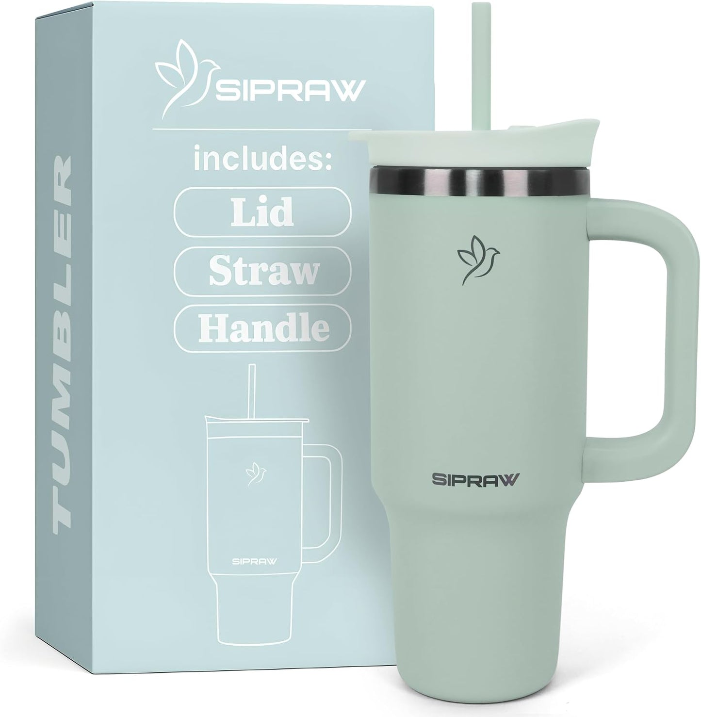 40oz Tumbler with Handle and Straw Insulated Stainless Steel Travel Mug Vacuum Double Wall Coffee Cup Leak Resistant Lid BPA-Free Cup Holder Friendly for Hot & Cold Drinks, Pink