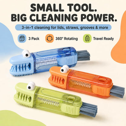 3-in-1 Bottle Brush, Straw Cleaner, Cup Lid Gap Cleaning Brush Set