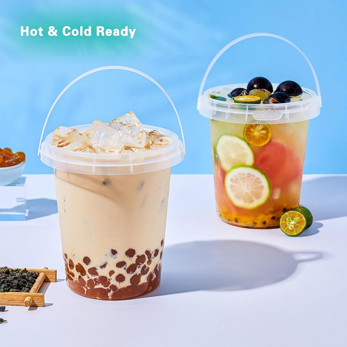 10 Pack 34oz Plastic Cups with Lids and Straws,Drink Buckets