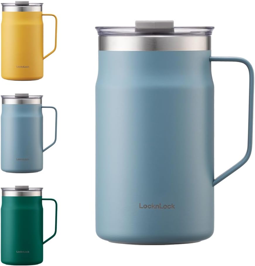 Metro Mug, Premium 18/8 Stainless Steel Metal, Double Wall Insulated, Portable Coffee Cup with Lid and Handle for Hot and Cold Drinks, Mint, 16 oz