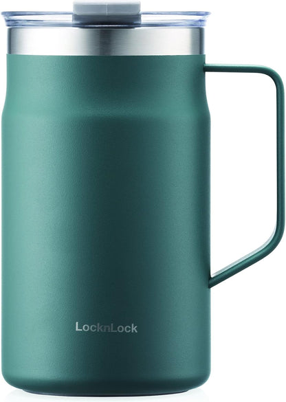 Metro Mug, Premium 18/8 Stainless Steel Metal, Double Wall Insulated, Portable Coffee Cup with Lid and Handle for Hot and Cold Drinks, Mint, 16 oz