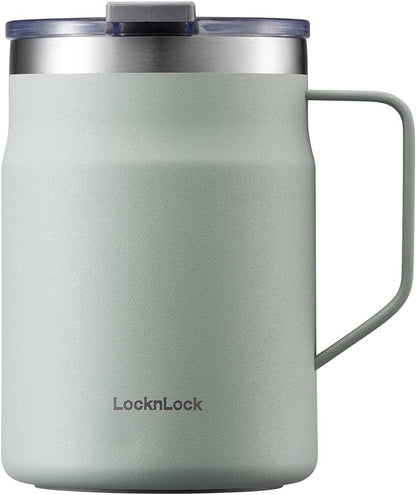 Metro Mug, Premium 18/8 Stainless Steel Metal, Double Wall Insulated, Portable Coffee Cup with Lid and Handle for Hot and Cold Drinks, Mint, 16 oz