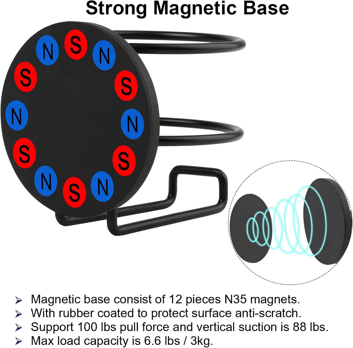 Magnetic Cup Holder,Heavy Duty Metal Drink Holder,3.46 inch / 8.8 cm Strong Base,Bottle Holder for Refrigerator/Treadmill/Truck/Tractor/Forklift/Boat/Bus/Car (Side Magnetic)