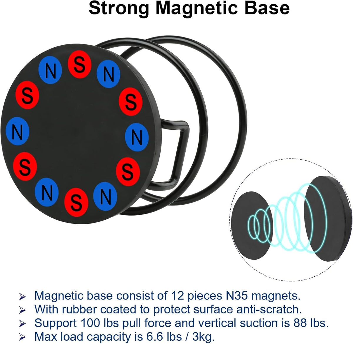 Magnetic Cup Holder,Heavy Duty Metal Drink Holder,3.46 inch / 8.8 cm Strong Base,Bottle Holder for Refrigerator/Treadmill/Truck/Tractor/Forklift/Boat/Bus/Car (Side Magnetic)