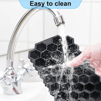 Ice Cube Trays for Freezer with Lid-37 Grid Silicone for Small Ice Cube Molds,Easy-Release Reusable in Organizer Bins or Ice Bucket for Cocktail bar or Iced Coffee Cup