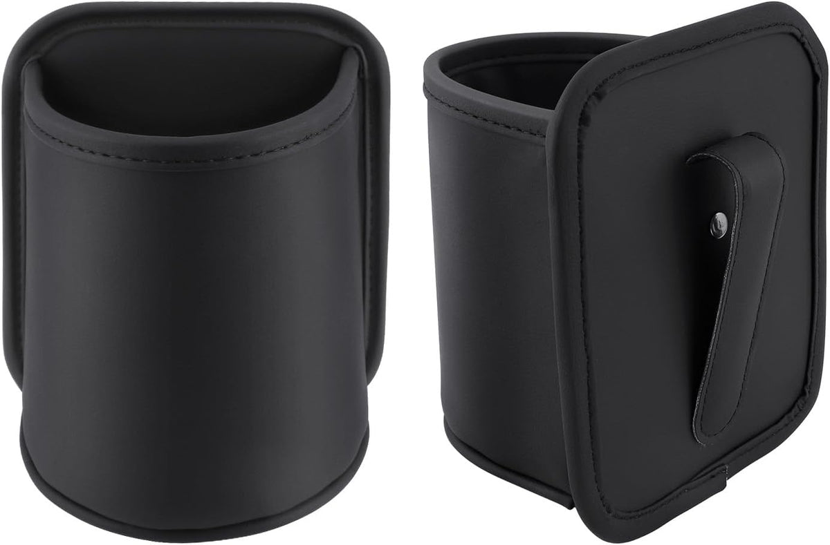2PCS Car Cup Holder Clip on Door Back Seat Extra Drink Holders Water Bottle Beverage Organizer PU Leather Large Black