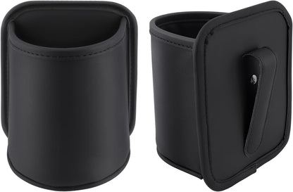 2PCS Car Cup Holder Clip on Door Back Seat Extra Drink Holders Water Bottle Beverage Organizer PU Leather Large Black