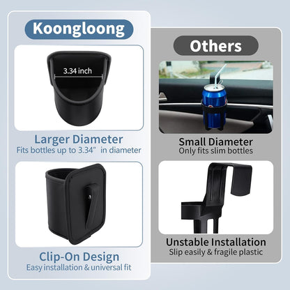2PCS Car Cup Holder Clip on Door Back Seat Extra Drink Holders Water Bottle Beverage Organizer PU Leather Large Black