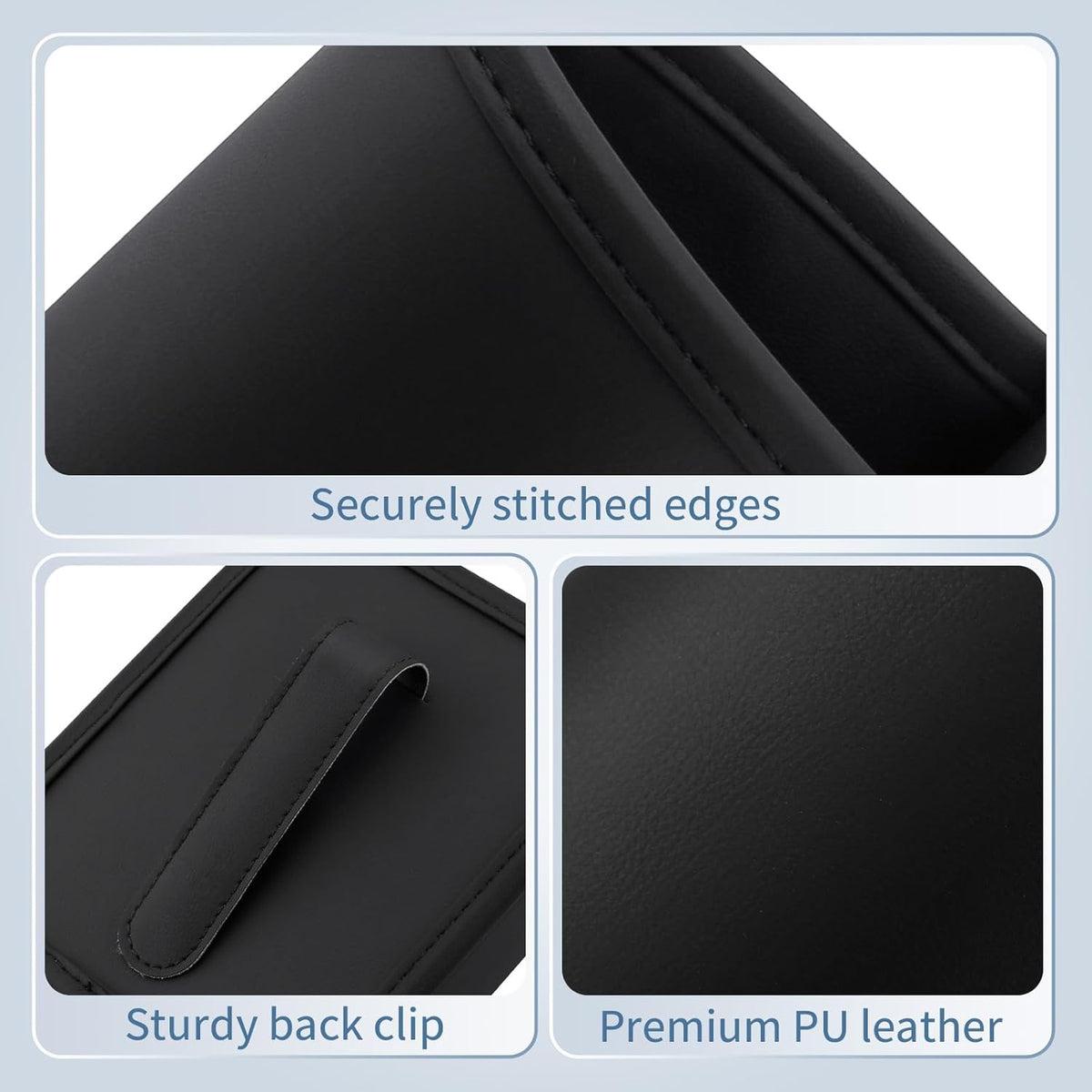 2PCS Car Cup Holder Clip on Door Back Seat Extra Drink Holders Water Bottle Beverage Organizer PU Leather Large Black