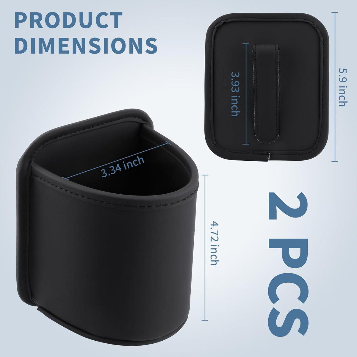 2PCS Car Cup Holder Clip on Door Back Seat Extra Drink Holders Water Bottle Beverage Organizer PU Leather Large Black