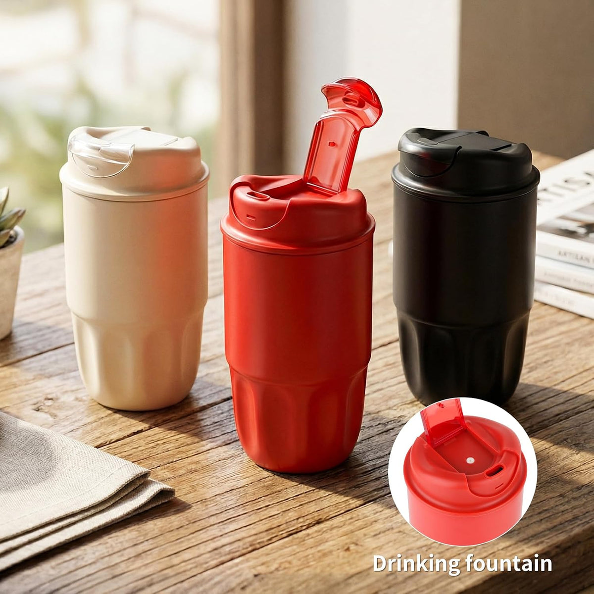 Stainless steel insulated Tumbler small and Portable leak-proof coffee mug 13oz sports water Bottle suitable for car cup holder BPA-free insulated water bottle for sports，school，travel，Black